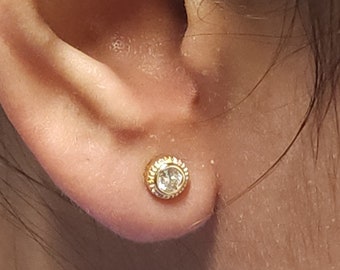0.30 Ct Diamond Bezel Earrings, 14Kt Gold Diamond Earrings, Lab Grown Diamond Earrings, Beautiful White Diamond Studs