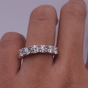 Diamanten band van 2,10 kt, 7 stenen in het lab gekweekte diamanten band, halve eeuwigheid diamanten ring, prachtige witte diamanten