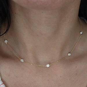 1.25 Ct Diamond By the Yard Necklace, 14K Gold Diamond Necklace, Real Natural Diamond Necklace