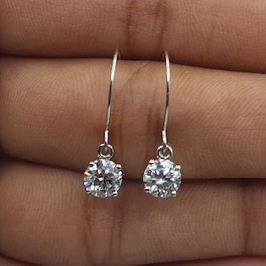1 Ct 14K Gold Diamond Earrings, Lab Grown Diamond Earrings, Gold Diamond Earrings, Diamond Dangle Earrings