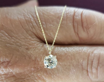 1 Ct Diamond Necklace, 14K Gold Lab Grown Diamond Solitaire Pendant Necklace