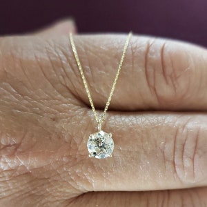1 Ct Diamond Necklace, 14K Gold Lab Grown Diamond Solitaire Pendant Necklace