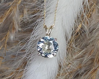 14K Gold Genuine Aquamarine Necklace, Aquamarine Pendant, March Birthstone Necklace