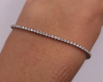 1 Ct Diamond Tennis Bracelet, Diamond Bracelet, 14Kt Gold Genuine Natural Diamond Bracelet, Buttercup Setting, Beautiful White Diamonds