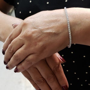 Pulsera de tenis de diamantes de 4 quilates en oro de 14 quilates, pulsera de diamantes cultivados en laboratorio, hermosa pulsera de diamantes blancos