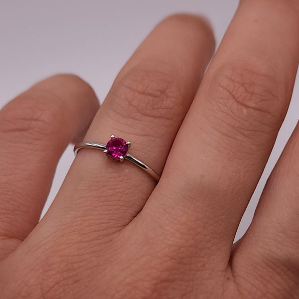 Ruby Ring, 14K Gold Ruby Ring, Ruby Dainty Ring, July Birthstone Ring
