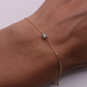 0.20 Ct Diamond Bracelet, 14Kt Gold Lab Grown Diamond Bracelet, Dainty Diamond Bracelet, Bridal Bracelet, Bridesmaid Bracelet