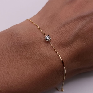 0.20 Ct Diamond Bracelet, 14Kt Gold Diamond Bracelet, Dainty Diamond Bracelet, Bridal Bracelet, Bridesmaid Bracelet, Real Diamond Bracelet