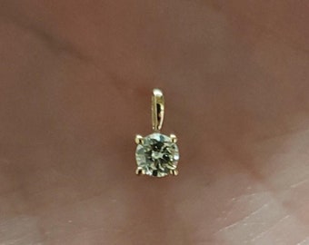 14Kt Gold Diamond Pendant, Diamond Solitaire Pendant, Dainty Diamond Pendant, Real Natural Diamond Pendant