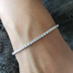 Pulsera de tenis con diamantes de 3,30 quilates, oro de 14 quilates, diamantes cultivados en laboratorio, hermosa pulsera con diamantes blancos.