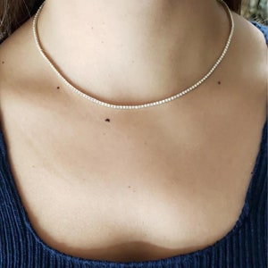 14K Gold 3.38 Ct Diamond Tennis Necklace, 16 inch Lab Grown Diamond Tennis Necklace, Beautiful White Diamonds
