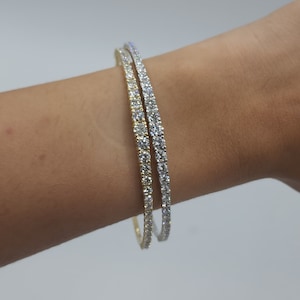 2.14 Ct Diamond Bangle, Graduated Diamond Bangle, 14K Gold Lab Grown Diamond Bracelet, Flexible Bangle