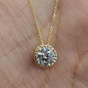1 Ct Diamond Necklace, 14Kt Gold Lab Grown Diamond Pendant, Diamond Solitaire Necklace