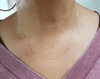 14Kt Gold Zierliche Halskette Kette, Echte Gold Kette, Massive 14K Gold Kette