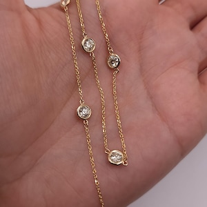 1.25 Ct Diamond By the Yard Necklace, 14K Gold Diamond Necklace, Lab Grown Diamond Necklace