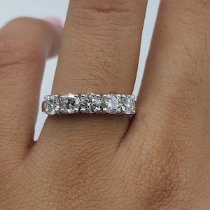 1.25 Ct Diamond Ring, 14K Gold 5 Stone Diamond Ring, Lab Grown Diamond Ring