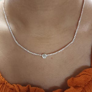 4.10 Ct Diamond Tennis Necklace, 14K Gold 16 inch Lab Grown Diamond Tennis Necklace, Beautiful White Diamonds