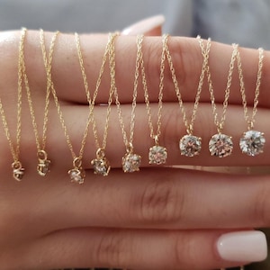 14Kt Gold Diamond Necklace, Diamond Solitaire Necklace, Real Natural Diamond Necklace, Perfect Gift For Her