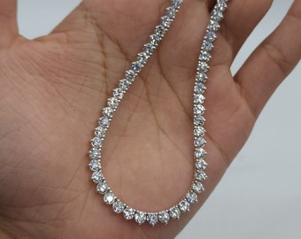 6.5 Ct Diamond Tennis Necklace, 17 inch 3 Prong Diamond Half Tennis Necklace, 14Kt Gold Lab Grown Diamond Tennis Necklace, White Diamonds