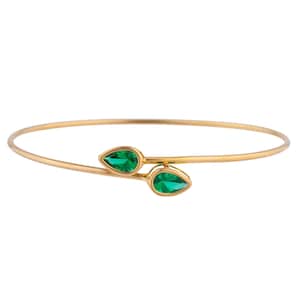 14Kt Gold Emerald Bangle, Emerald Bezel Bangle, Emerald Bracelet, Teardrop Bracelet, Emerald Dainty Bracelet, May Birthstone Bracelet