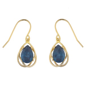 14K Gold London Blue Topaz Earrings, Gold Earrings, Dangle Earrings, Topaz Drop Earrings, Teardrop Earrings, November Birthstone Earrings