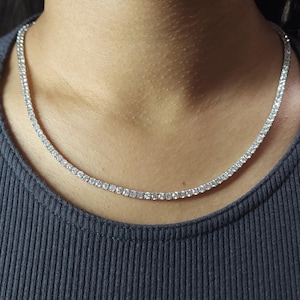 10 Ct Diamond Tennis Necklace, 14Kt Gold Genuine Natural Diamond Tennis Necklace