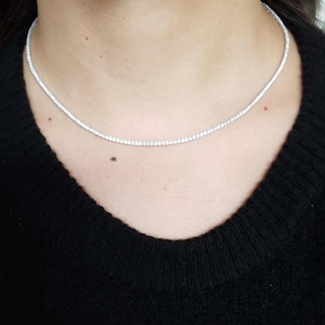 3.30 Ct Diamond Tennis Necklace, 16 inch Diamond Tennis Necklace, 14Kt Gold Genuine Natural Beautiful White Diamonds