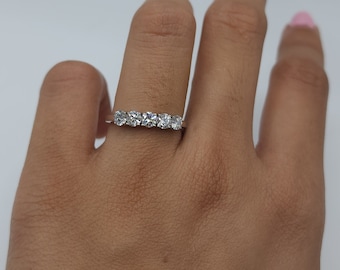 0.75 Ct Diamond Ring, 14K Gold 5 Stone Diamond Ring, Lab Grown Diamond Ring