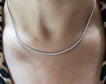 2.15 Ct Diamond Tennis Necklace, 16 Inch Diamond Tennis 2.15 Ct Diamond Tennis Necklace, 16 Inch Diamond Tennis