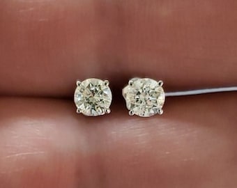 1 Ct Diamond Earrings, 14Kt Gold Lab Grown Diamond Earrings, Gold Diamond Earrings, Diamond Studs