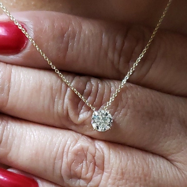 0.75 Ct Diamond Necklace, 14Kt Gold Genuine Natural Diamond Pendant, Diamond Solitaire Necklace, Bridesmaid Necklace