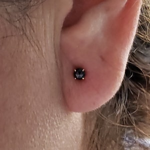 14Kt Gold 0.25 Ct Black Diamond Earrings, Genuine Rose Cut Black Diamond Earrings, Black Diamond Earrings, Black Diamond Studs