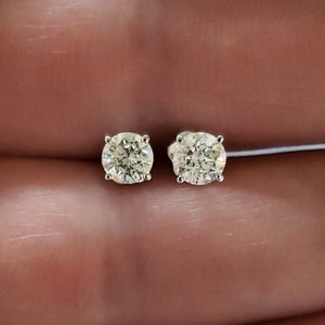 14Kt Gold 0.75 Ct Diamond Earrings, Real Diamond Earrings, Gold Diamond Earrings, Diamond Studs, Perfect Gift, April Birthstone Earrings