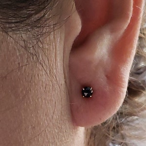 Tiny Black Diamond Earrings With 14K or Sterling Silver Posts 2.5 3mm Black Diamond Stud Earrings Brilliant or Rose Cut Diamonds Etsy Canada