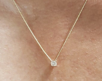 0.20 Ct Diamond Necklace, 14Kt Gold Lab Grown Diamond Pendant, Diamond Solitaire Necklace, Bridesmaid Necklace