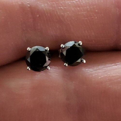 Black onyx stud earrings white gold Clearance