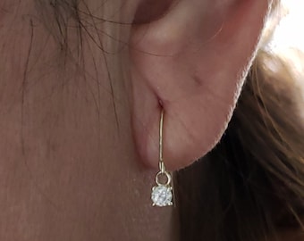 14Kt Gold 0.20 Ct Diamond Earrings, Real Natural Diamond Earrings, Gold Diamond Earrings, Diamond Dangle Earrings