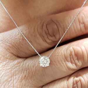 0.90 Ct Diamond Necklace, 14Kt Gold Lab Grown Diamond Solitaire Necklace, Beautiful White Diamond