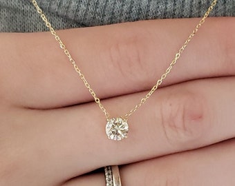 0.50 Ct Diamond Necklace, 14K Gold Lab Grown Diamond Solitaire Pendant