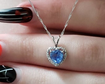 14Kt Gold Tanzanite Necklace, Tanzanite Diamond Necklace, Tanzanite Heart Pendant, December Birthstone Necklace