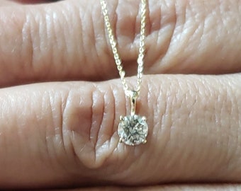 0.40 Ct Diamond Necklace, 14K Gold Lab Grown Diamond Solitaire Necklace, Solitaire Diamond Necklace