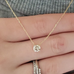 0.50 Ct Diamond Necklace, 14K Gold Lab Grown Diamond Solitaire Pendant