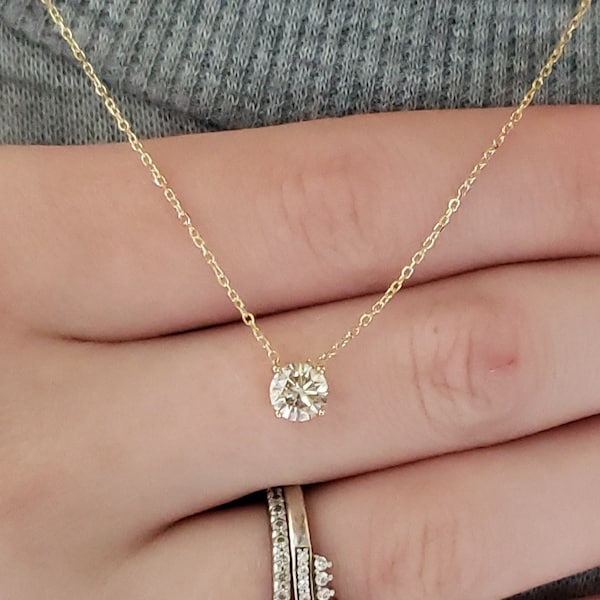 0.50 Ct Diamond Necklace, 14K Gold Lab Grown Diamond Solitaire Pendant