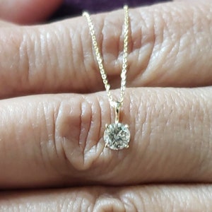 0.40 Ct Diamond Necklace, 14K Gold Lab Grown Diamond Solitaire Necklace, Solitaire Diamond Necklace