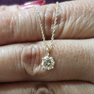 14K Gold 0.60 Ct Diamond Necklace, 14K Gold Lab Grown Diamond Solitaire Pendant