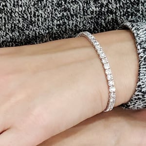 14K Gold 5.50 Ct Diamond Tennis Bracelet, Lab Grown Diamond Bracelet, Beautiful White Diamond Bracelet