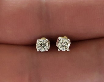 Orecchini con diamanti in oro 14kt 0.25 ct, orecchini con diamanti veri, orecchini con diamanti in oro, borchie di diamanti, regalo perfetto, orecchini con pietra di nascita di aprile