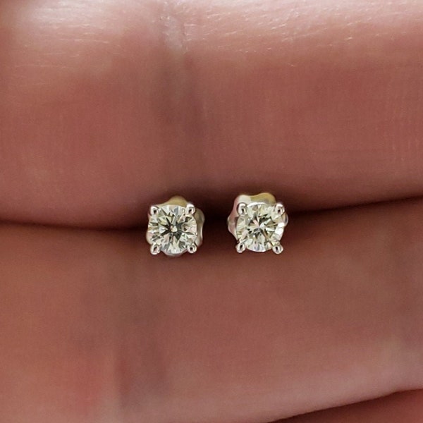 14Kt Gold 0.25 Ct Diamond Earrings, Real Diamond Earrings, Gold Diamond Earrings, Diamond Studs, Perfect Gift, April Birthstone Earrings