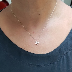 14Kt Gold Diamond Initial Necklace, Letter Necklace, Gold Diamond Necklace, Natural Diamond Necklace, Beautiful Necklace image 4