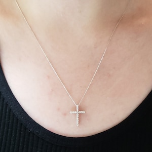 0.25 Ct Cross Diamond Necklace, 14K Gold Diamond Cross Necklace, Natural Diamond Pendant, Real Diamond Necklace, Unisex image 4